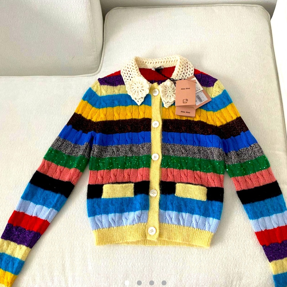 MIU MIU MULTI COLOR CARDIGAN